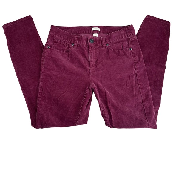 J.Crew Pants - J.Crew Corduroy Pants Women Small 26 Burgundy‎ Stretch Skinny Leg Cotton
